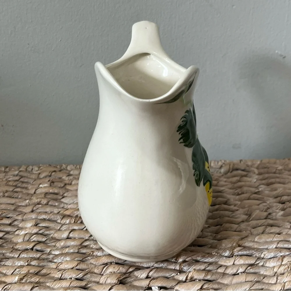 Vintage yellow strawberry 🍓 Small pitcher 80s 6” Tall MCM‎ Kitchy